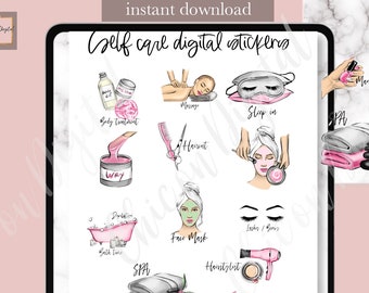BEAUTY PLANNING Digital STICKERS, Self care GoodNotes, hair cut digital stickers, spa digital sticker, manicure stickers, relax Goodnotes
