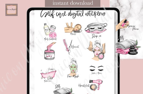 BEAUTY PLANNING Digital STICKERS, Self care GoodNotes, hair cut digital stickers, spa digital sticker, manicure stickers, relax Goodnotes