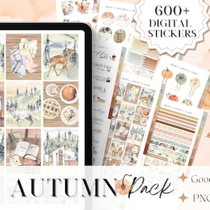 FALL DIGITAL Sticker Pack, goodnotes fall stickers, digital planner sticker, digital journaling, Goodnotes sticker book, Autumn sticker kit
