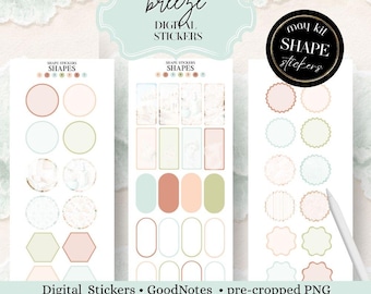 Summer Breeze Shape Stickers, Widget Sticker for Goodnotes, noteful: summer digital stickers, custom shapes, digital bullet journal planner