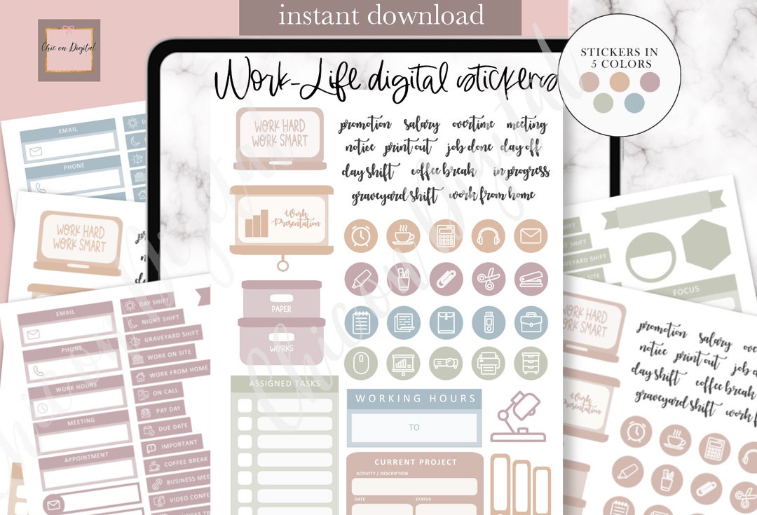 WORK DIGITAL Sticker, Job Planning Digital Sticker, Work Goodnotes ...