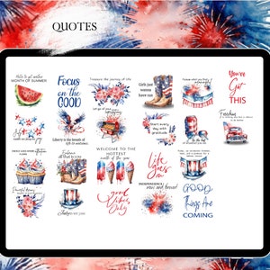 JULY GOODNOTES STICKER digital sticker, GoodNote stickers monthly, independence day, functional stickers, 4th of july sticker, icon sitkcer