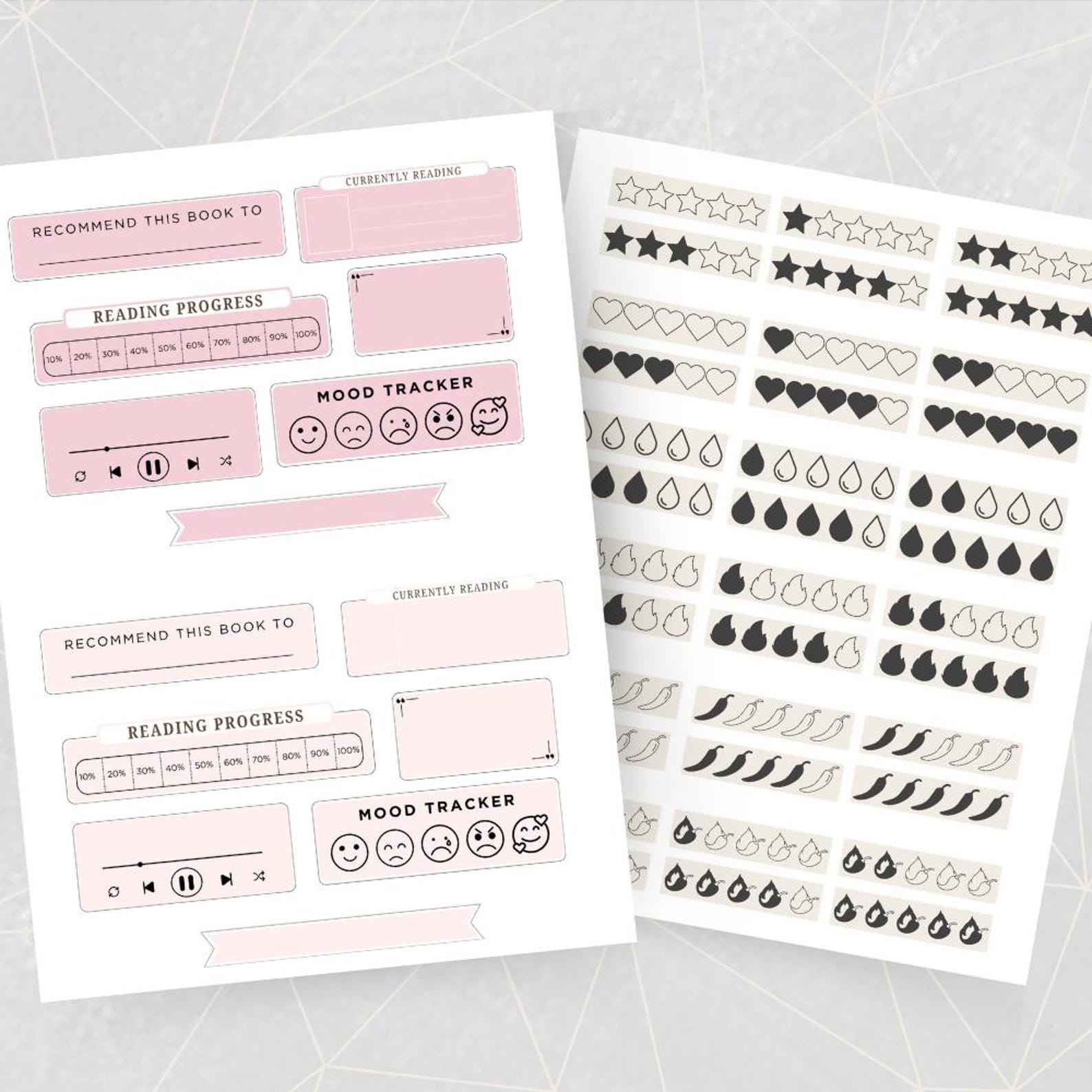 Pcn Sticker Digital Stickers for Reading Journal Bookish Goodnotes Widgets ...