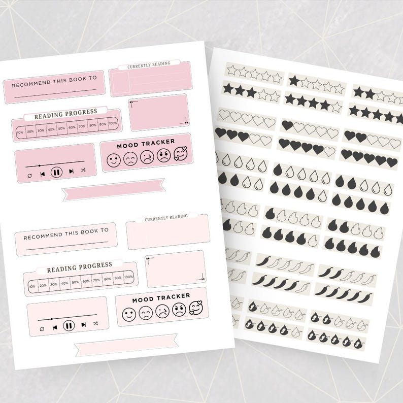Digital Stickers for Reading Journal Bookish Goodnotes Widgets ...