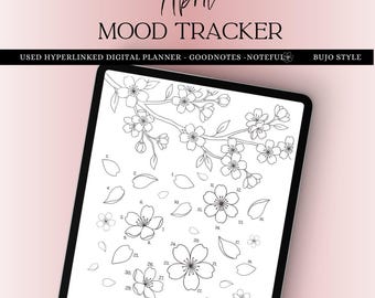 April Mood Tracker, Sakura Monthly Mood Tracker, Modern Digital Mood Stickers , selfcare Stickers, Habit Tracker printable, Digital tracker