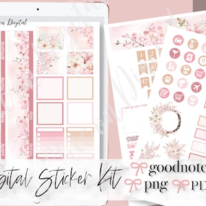 APRIL MONTHLY Goodnotes, Flower Goodnotes Sticker kit, April digital stickers, blossom digital sticker, Spring monthly digital stickers