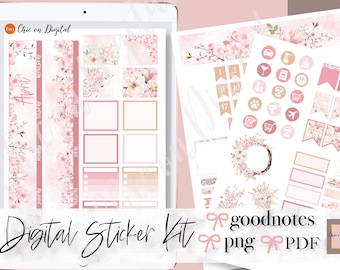 APRIL MONTHLY Goodnotes, Flower Goodnotes Sticker kit, April digital stickers, blossom digital sticker, Spring monthly digital stickers