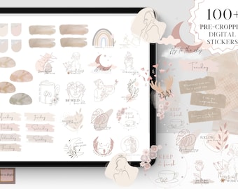 Boho Aesthetic STICKERS, That Girl Aesthetic DIGITAL STICKER, Watercolor GoodNotes Stickers, Digital Planner Stickers, digital quote sticker