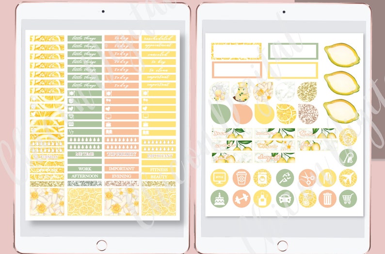GOODNOTES STICKER KIT, Summer Lemon Digital Planner Sticker Kit ...