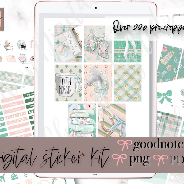 ST PATTY GOODNOTES Stickers, St Patrick GoodNotes stickers, Pre-cropped png sticker, horseshoe Digital Planner Stickers, March Goodnotes kit