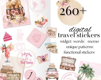 DIGITAL Travel PLANNER STICKERS GoodNotes Vacation Planning Checklist Widget for Notability Journal Stickers iPad Trip Functional Stickers
