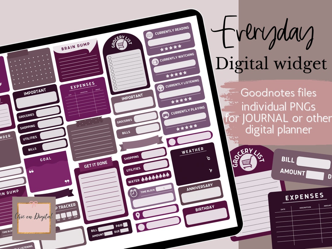 ESSENTIAL Widget Sticker, Everyday Goodnotes Sticker, Goodnotes Widgets