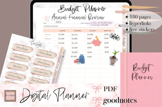 DIGITAL BUDGET planner, Digital Finance Planner, Monthly Goodnotes Budget Planner, Notability Planner, iPad financePlanner, Saving tracker