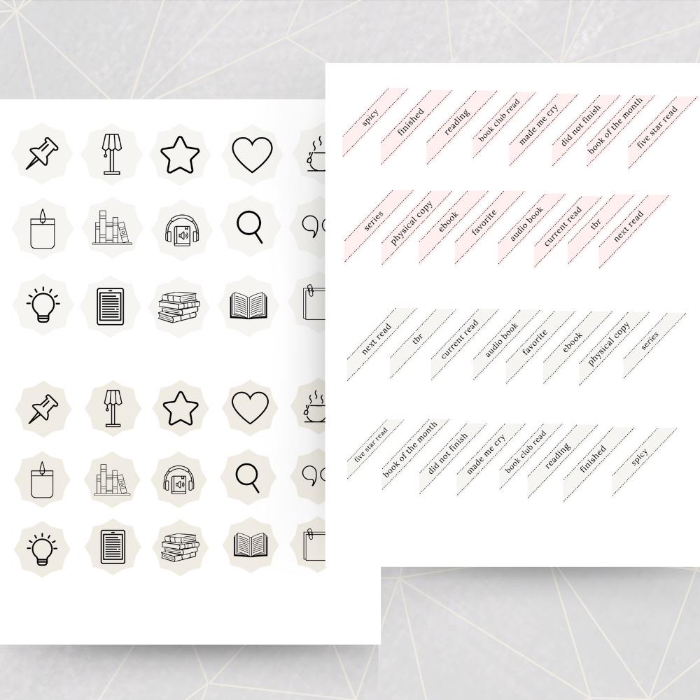 Digital Stickers for Reading Journal Bookish Goodnotes Widgets ...