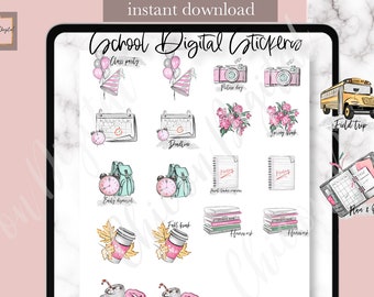 TERUG NAAR SCHOOL Digitale sticker, terug naar school GoodNotes, huiswerk digitale stickers, teststickers, excursiesticker, schooltas GoodNotes