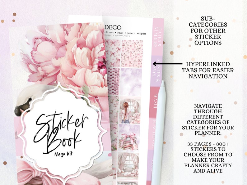 Goodnotes stickers pack, coquette digital stickers, digital planning,  pre-cropped stickers, pink journal sticker, bow planner, notability