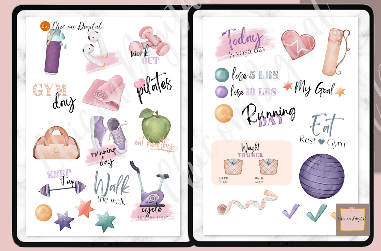 FITNESS PLANNING GOODNOTES Stickers, Goodnotes Sticker, Yoga Sticker ...