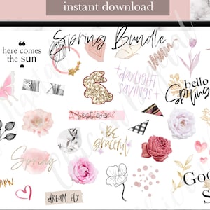 DIGITAL PLANNER STICKERS, Spring GoodNotes Stickers, Bloom Digital Sticker, pack d'autocollants numériques modernes, rose, goodnotes de fleurs, soyez gracieux