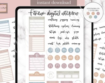 FITNESS Digital Sticker, FITNESS goodnotes sticker, workout digital sticker, fitness digital sticker, yoga sticker, weight GoodNotes tracker