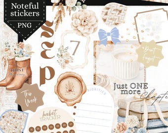 Gentle Autumn Reading Digital Planner Stickers: Pre-cropped PNG GoodNotes Noteful Sticker bundle, September October 2026 sticker pack 26BKG9