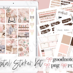 KOFFIE GOODNOTES WEKELIJKSE Stickers, koffie eerste goodnotes stickers, digitale sticker kit, liefde koffie goodnotes stickers, Voorgesneden stickers