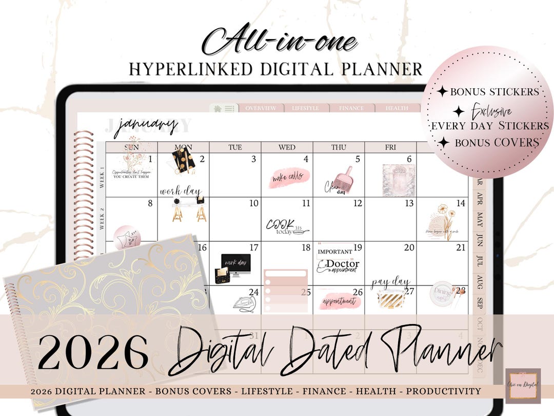 2026 DATED DIGITAL PLANNER, Goodnotes Planner 2026, Minimalistic Dated ...