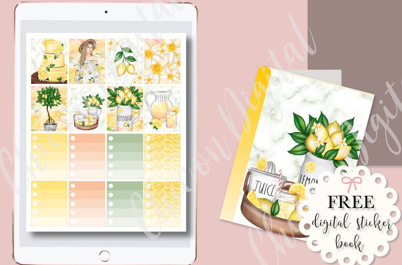 GOODNOTES STICKER KIT, Summer Lemon Digital Planner Sticker Kit ...