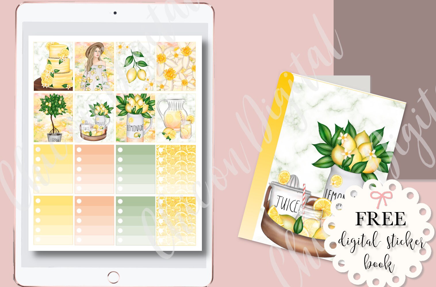 GOODNOTES STICKER KIT, Summer Lemon Digital Planner Sticker Kit ...