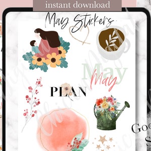 Mai DIGITAL PLANNER STICKERS, Stickers GoodNotes pour la fête des mères, Vision Board Digital Stickers, pack d'autocollants numériques, autocollant goodnotes d'été
