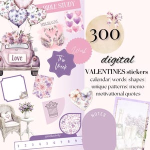 VALENTIJNSdag DIGITALE sticker Goodnotes, Love Notability iPad-sticker, motivatiecitaat voor februari, bundel zelfliefdesticker widgetpictogram