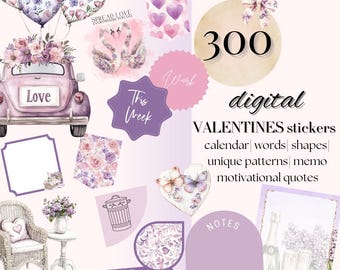 VALENTINES Day DIGITAL Sticker Goodnotes, Love Notability iPad Sticker, Motivation quote for February, widget icon self love sticker bundle