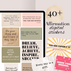Pegatinas de MOTIVACIÓN GoodNotes con citas afirmativas, pegatinas digitales con citas POSITIVAS, pegatinas con citas estéticas, pegatinas para agenda digital