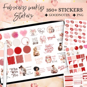 February GOODNOTES STICKER, Valentines day digital sticker self love inspiration sticker for Notability everyday stickers functional journal