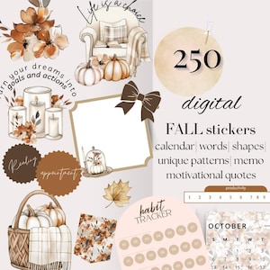 DIGITALE HERFSTstickerbundel voor goodnotes, motiverende inspiratiecitaat digitaal dagboek, Goodnotes iPad, notitieplank Thanksgiving September