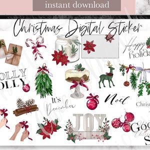 KERST DIGITALE STICKERS, december GoodNotes Stickers, aftellen xmas digitale sticker, kerst goodnotes sticker, rode kerst sticker