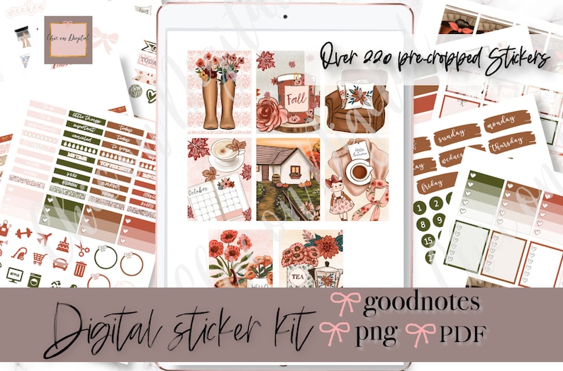 CUTE FALL GOODNOTES Stickers Digital Planner Stickers - Etsy