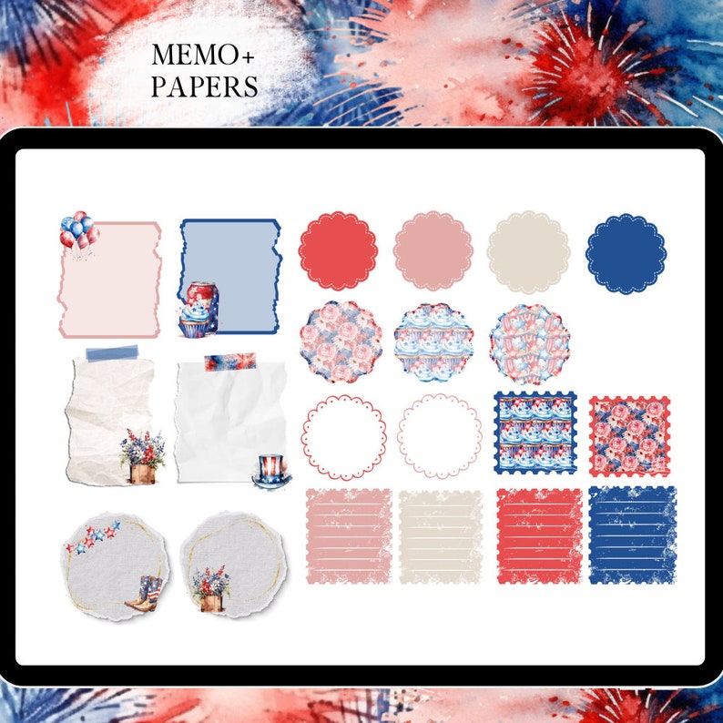 JULY GOODNOTES STICKER digital sticker, GoodNote stickers monthly, independence day, functional stickers, 4th of july sticker, icon sitkcer