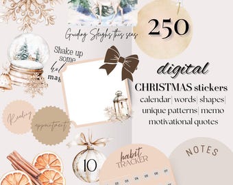 CHRISTMAS DIGITAL Sticker goodnotes, Winter December Notability iPad icon, digital journal, png pre-cropped, inspiration quotes, noteshelf