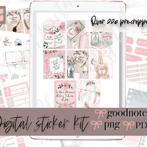 Ore el KIT DE PEGATINAS DE BUENAS NOTAS, pegatinas digitales cristianas, kit de buenas notas de la Biblia, png precortado, pegatina de iPad de fe, pegatina de buenas notas de religión