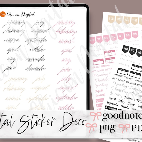 Month Goodnotes Digital Stickers Etsy