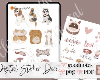 PET CARE GOODNOTES Pegatinas, pegatina digital para el cuidado de perros, pegatinas de vacunación, comprar pegatinas de alimentos para mascotas, pegatina de baño, pegatina de goodnotes para el cuidado de gatos