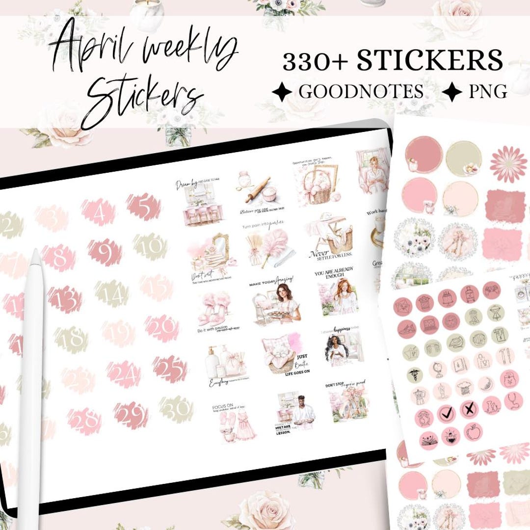 April GOODNOTES STICKER Digital for Spring Affirmation Stickers for ...