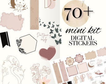 BOHO DIGITAL STICKERS Aesthetic goodnotes sticker pack Digital quote motivation minimalistic sticker for iPad Notability Journal sticker kit