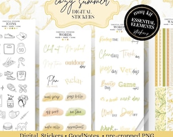 Essential digital stickers: Mega kit May day to day icons for digital planner,  quotes Sticker for Goodnotes & noteful, Split Screen book