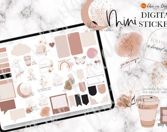 Aesthetic DIGITAL STICKERS, digital quote stickers, Neutral boho GoodNotes Stickers, digital journal Stickers, goodnotes sticker pack