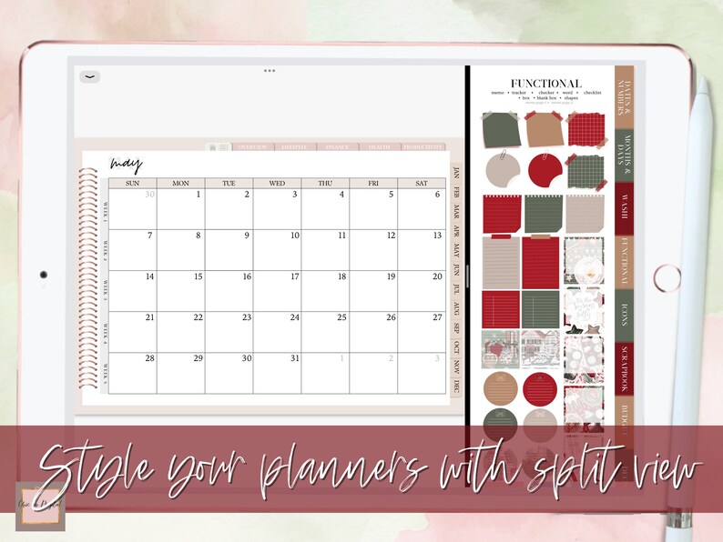 DIGITAL STICKER BUNDLE, Goodnotes stickers, Christmas digital stickers, sticker for planner, Red christmas, Essential Digital Stickers, widget, days of the week, washi stickers, digital sticker pack, icon sticker, months & days, digital memo sticker,