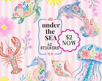 Under the Sea Digital Sticker for Goodnotes, Noteful and Journal: Mediterranean Coastal Summer clipart, Digital Planner Journal stickers