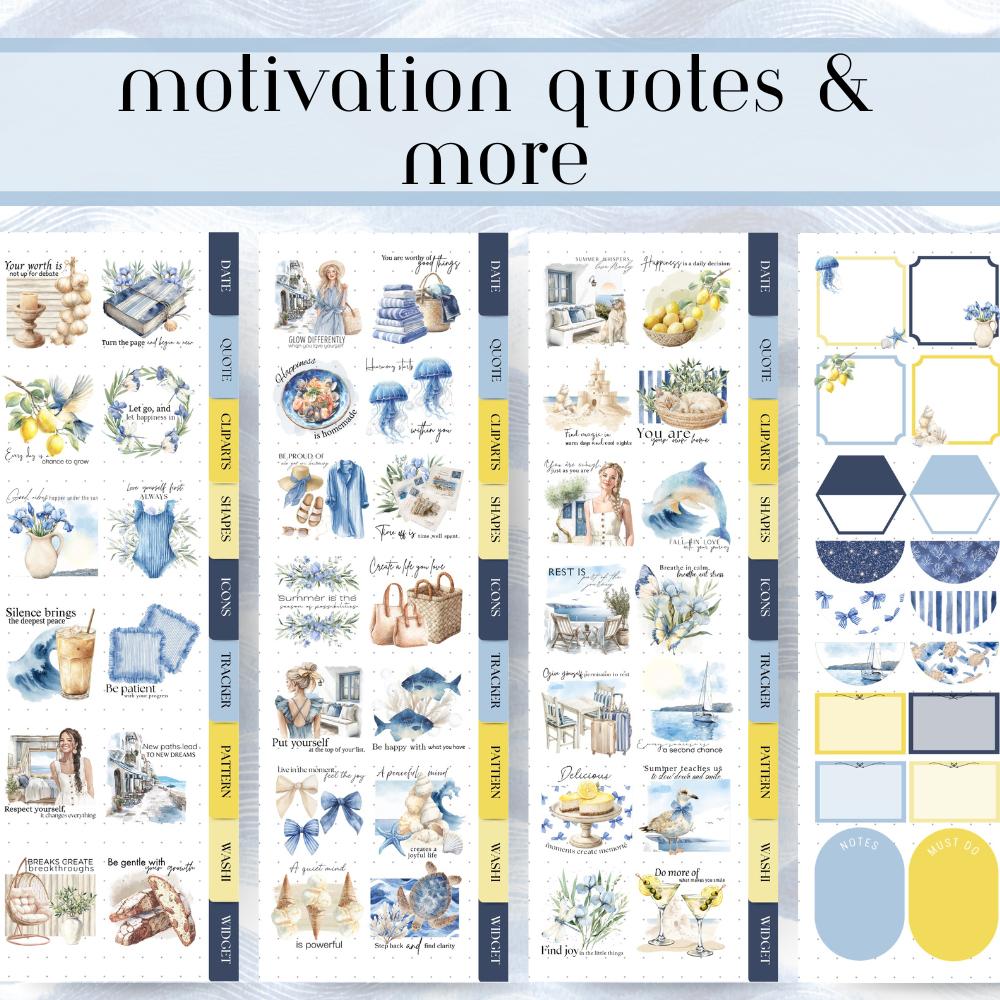 Noteful Summer Seaside Digital Planner Stickers: Pre-cropped PNG ...