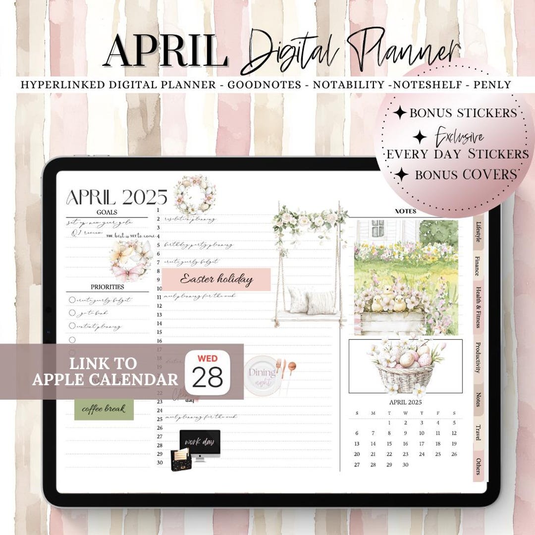 Goodnotes Digital April Planner 2025, Noteshelf Planner, Daily Planner ...