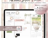 GoodNotes Digital April Planner 2025, Noteshelf Planner, Daily Planner, Weekly Planner, Notability Planner, hyerlinked icalendar planner,